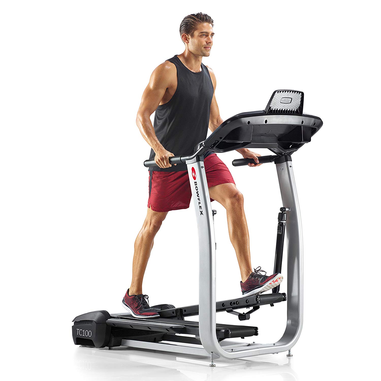 Man using a bowflex treadclimber