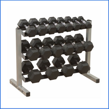 Body Solid GDR363 Dumbbell Rack with Hex Dumbbells