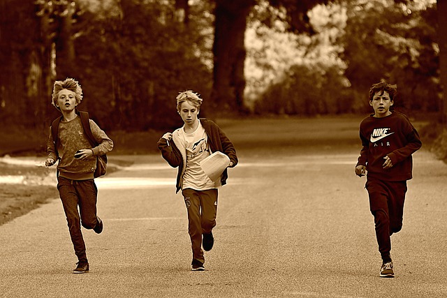 boys running happily