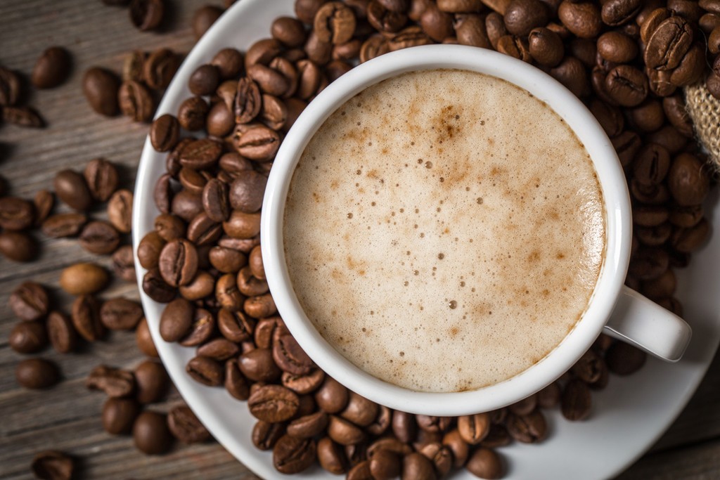 coffee cup and beans