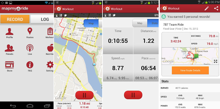 mapmyride app screenshot